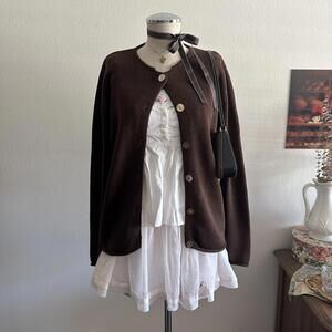Brown cardigan with shell buttons